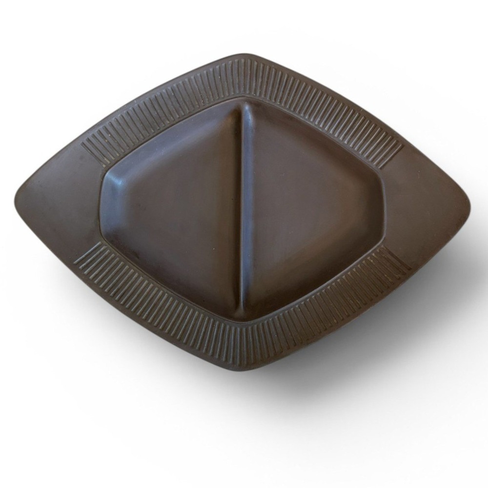 Dansk Flamestone Brown Stoneware Divided Serving Tray Jen Quistgaard Denmark MCM